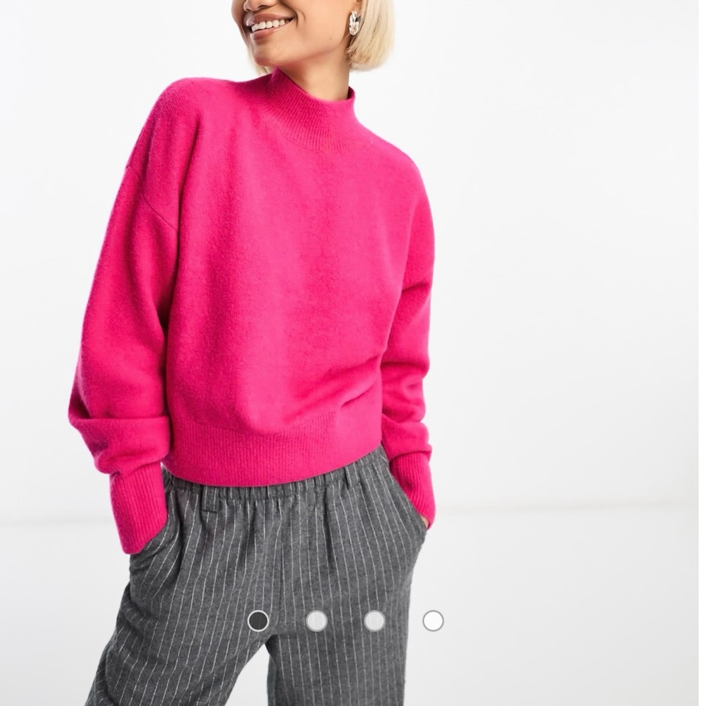 & Other Stories Bright Pink Funnel Neck Sweater